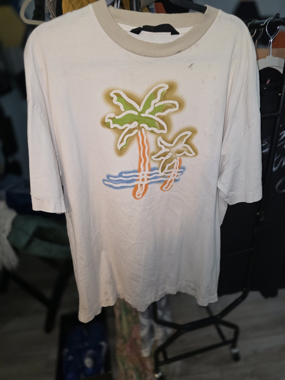 Palm Angels Cream Logo Tee